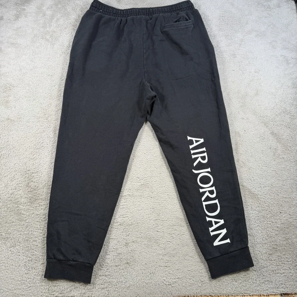 Nike Air Jordan Joggers Men Large Black Fleece Drawstring Sweatpants Jumpman Gym